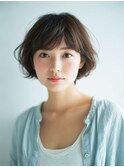 ミルクブラウン/ダークパープル/ナチュラルショート/夏/センター