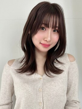 クイーン バイ ノイズ 西院(QUEEN by noism) ミディアムレイヤー×ココアブラウン