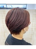 ショートヘア・ピンクベージュ・春カラー