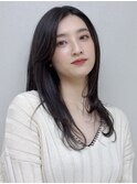 ロングレイヤーミニウルフホワイトグレージュ前髪あり前髪なし