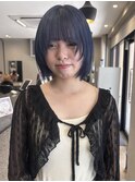 青ボブ×顔まわりレイヤー