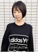 レイヤーボブ__前下がりショートボブ__透明感__グレイブラウン色
