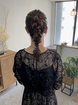 ウル 岡山駅店(ULu.) 結婚式ヘア二次会ヘア編みおろしカチモリシニヨン岡山ヘアセット