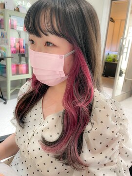 ヒビヲ(HIBIO) ダブルカラーピンクベージュピンクカラーブリーチインナーカラー