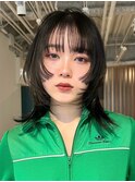 顔周りレイヤーカットくびれヘアミルクティーベージュカラー