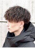 波巻きツイストスパイラルマッシュメンズパーマカット
