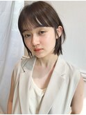 オリーブベージュ/カーキベージュ/前髪ぱっつん/ワイドバング