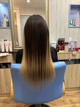 美容室 ダン エクセルシア(Dan) 髪をダークに染めて梳いて人毛プレミア編み込みエクステ
