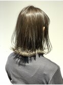 【遠藤】切りっぱなし外ハネロブ20代30代カーキグレージュ透明感