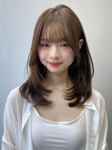 エトラ 渋谷店(etora) ★小顔 前髪 レイヤーカット くびれヘア  アプリコットオレンジ"