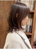 ★ハッシュカットミディアムレイヤークラゲヘアーブラウン銀座