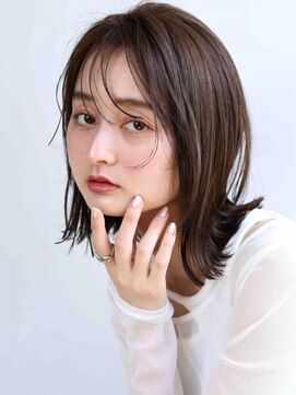 ムウ 難波(MOU) ボブミルクティーブロンドダークブルーワンホンレイヤー30代40代