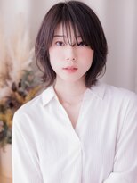 カバーヘア ブリス 北浦和(COVER HAIR bliss)&nbsp;斜めバングローライトカラーブリーチなしハッシュカット30代a