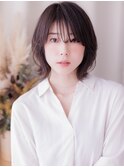 斜めバングローライトカラーブリーチなしハッシュカット30代a