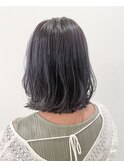 切りっぱなしボブ　ラベンダーグレージュ