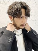 波巻きツイストスパイラルパーマツーブロック刈り上げ