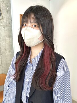 サクラ 岐阜(SAKURA) 結んで簡単に隠せるバレないインナーカラーレッド　岐阜美容室