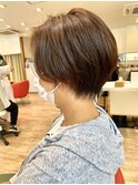モカチョコレートブラウン艶髪ナチュラルショート