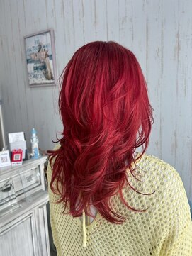 パーミルヘアーピピ(permille hair pipi) セミロング×ビビッドレッド