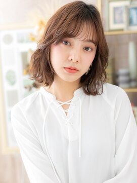 カバーヘア ブリス 上尾西口店(COVER HAIR bliss) 斜めバング乾かすだけひし形抜け感ボブパーマh4上尾20代30代40代