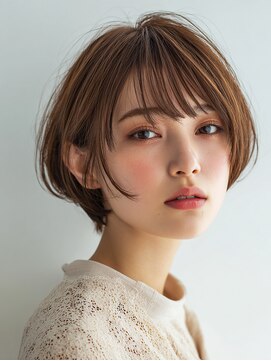 黒髪/クラゲヘアー/オリーブグレー/小顔/ココアベージュ/大口