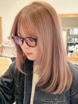 ステラバイケンジ(STELLA by KENJE) 韓国風レイヤーカット艶カラーローズブラウン前髪カット
