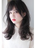 【HAIRAS】バング有り大人可愛い外ハネセミディスタイル
