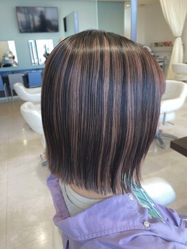 アメイジングヘアー 美沢店(AMAZING HAIR) デザインカラー/ハイライト/切りっぱなしボブ/外ハネ/透明感