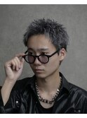 メンズスパイキーショートパーマアップバング