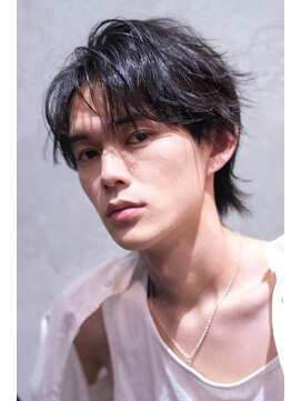 ハバナ 渋谷(HAVANA) メンズ波巻きセンターパート韓国風黒髪ツーブロックマッシュ