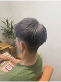 パープルグレージュカラー×メンズ爽やかアップバングショート