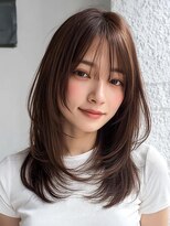 ロティー 天神(loty)&nbsp;レイヤー 顔周りカット 前髪 ブラウン ベージジュ 透明感カラー