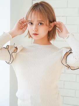 アグ ヘアー ルフレ 栗東店(Agu hair reflet) 《Agu hair》耳かけストレート×切りっぱなしボブ