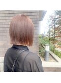 《つやつや柔らか》ぱつっとボブ×ピンクベージュ