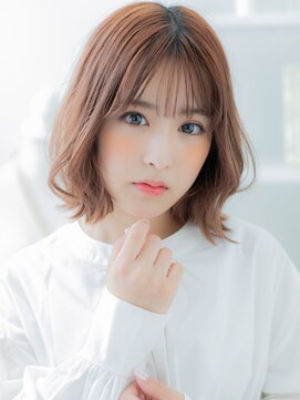 モッズヘア 越谷(mod's hair) 韓国風ミルクティーピンク外ハネくびれボブc5越谷20代30代40代