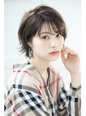 ラベンダーミルクティー刈り上げマッシュショートくすみベージュ