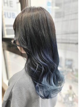 ブルージュグラデーショングレーブラウンデザインカラー黒髪