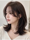 グレージュ/韓国風レイヤーカット/髪質改善/シースルーバング