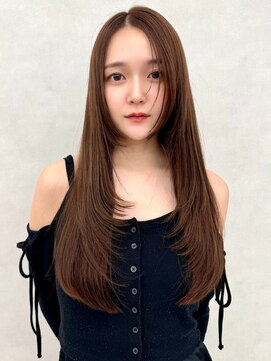 アッシュ 茗荷谷店(Ash) ブリーチなし透明感ブラウン×韓国風ストレートロング