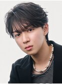 シースルーマッシュ韓国メンズヘアコンマバングフェザーパーマ