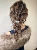 結婚式ヘアセット×大人可愛い編みおろしスタイル【高田馬場】