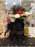 〈wave佐藤店〉成人式ヘアセットハーフアップ編み込みコテ巻き