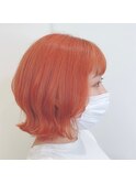 ワンブリーチのオレンジ外はねボブ