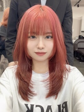 ジエクト カナウ(The Ect canow) 《レイヤーロング》オレンジカラー似合わせ前髪ワンホンヘア韓国