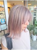 ペールピンクホワイトブリーチハイトーンベージュシルバー