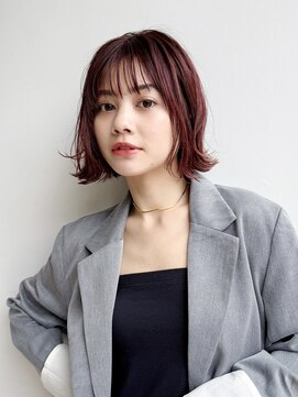 トルネード(TORNADO) 大人ミニボブ前髪ありピンクブラウン外ハネボブ丸顔K20250728R