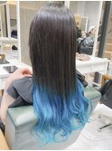 【ブルーカラー×エンドカラー】毛先ブリーチ2回　days原宿