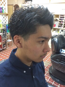 理容 うめむら クセを活かしたアップバングスタイル