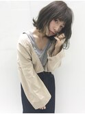 マロングレージュ×切りっぱなしボブ