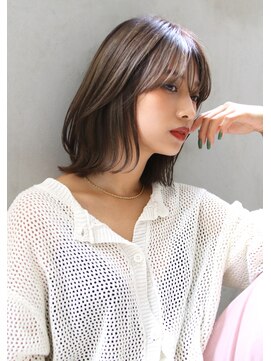 ブラン 広島本通(Blanc) 【Blanc】ハイライト＿Aラインボブ＿グレージュカラーF